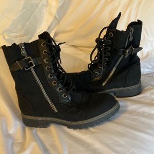 Black Blowfish zip-up, canvas combat boots